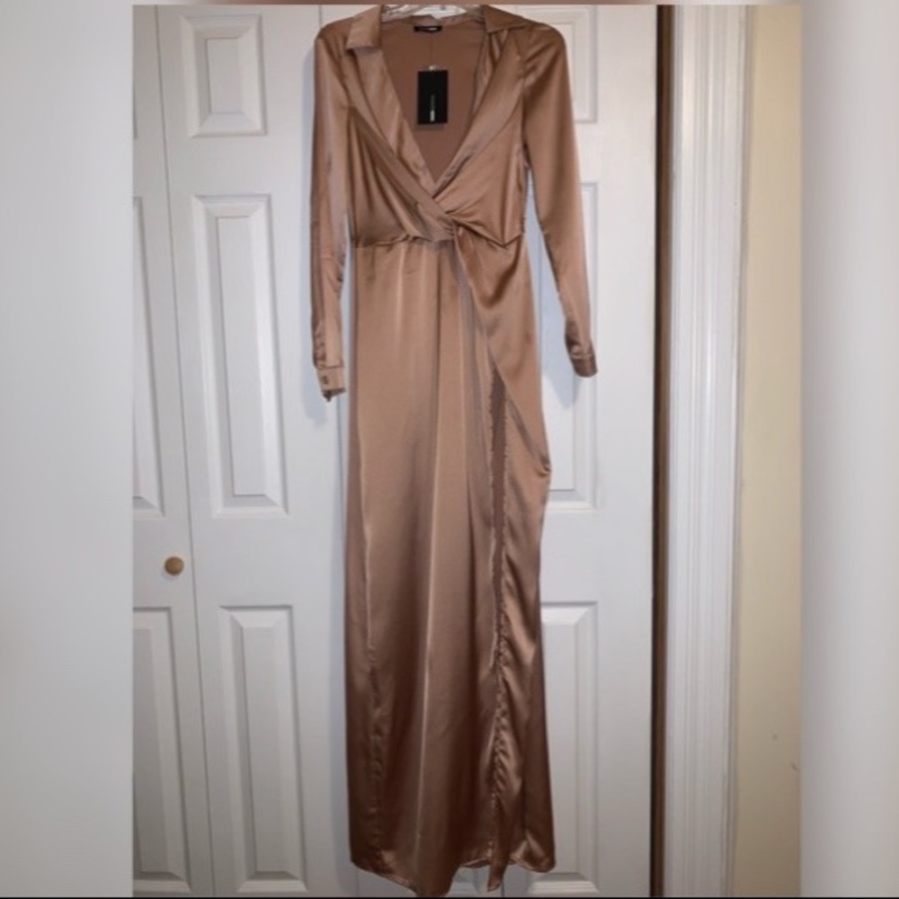 Satin high slit maxi dress